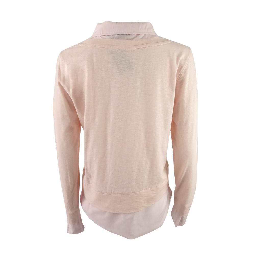 Tommy Hilfiger Women's Cotton Layered-Look Sweater (S, Ballet Pink)