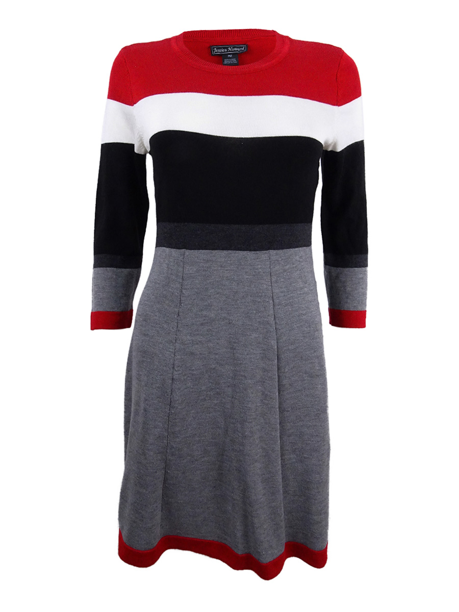 Jessica Carlyle Jessica Howard Women's Petite Colorblocked Sweater Dress