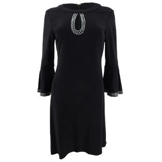 Tommy Hilfiger Women's Embellished Bell-Sleeve A-Line Dress (6, Black) Tommy Hilfiger Women's Embellished Bell-Sleeve A-Line Dress (6, Black)