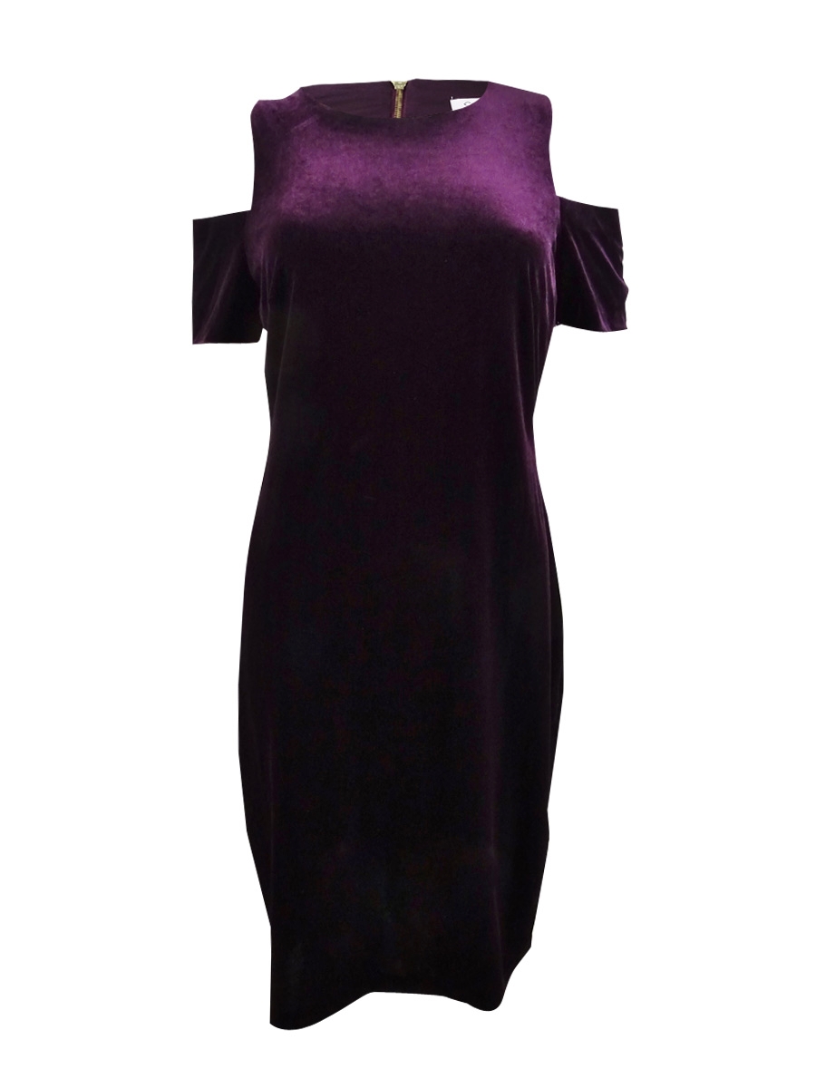sachin and babi light blue dress Calvin Klein Women's Velvet Cold-Shoulder Dress