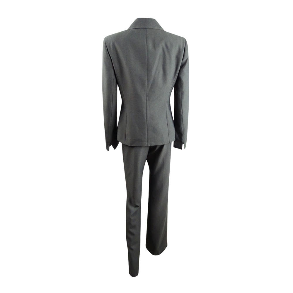 Le Suit Women's Three-Button Pantsuit (4, Dark Grey)