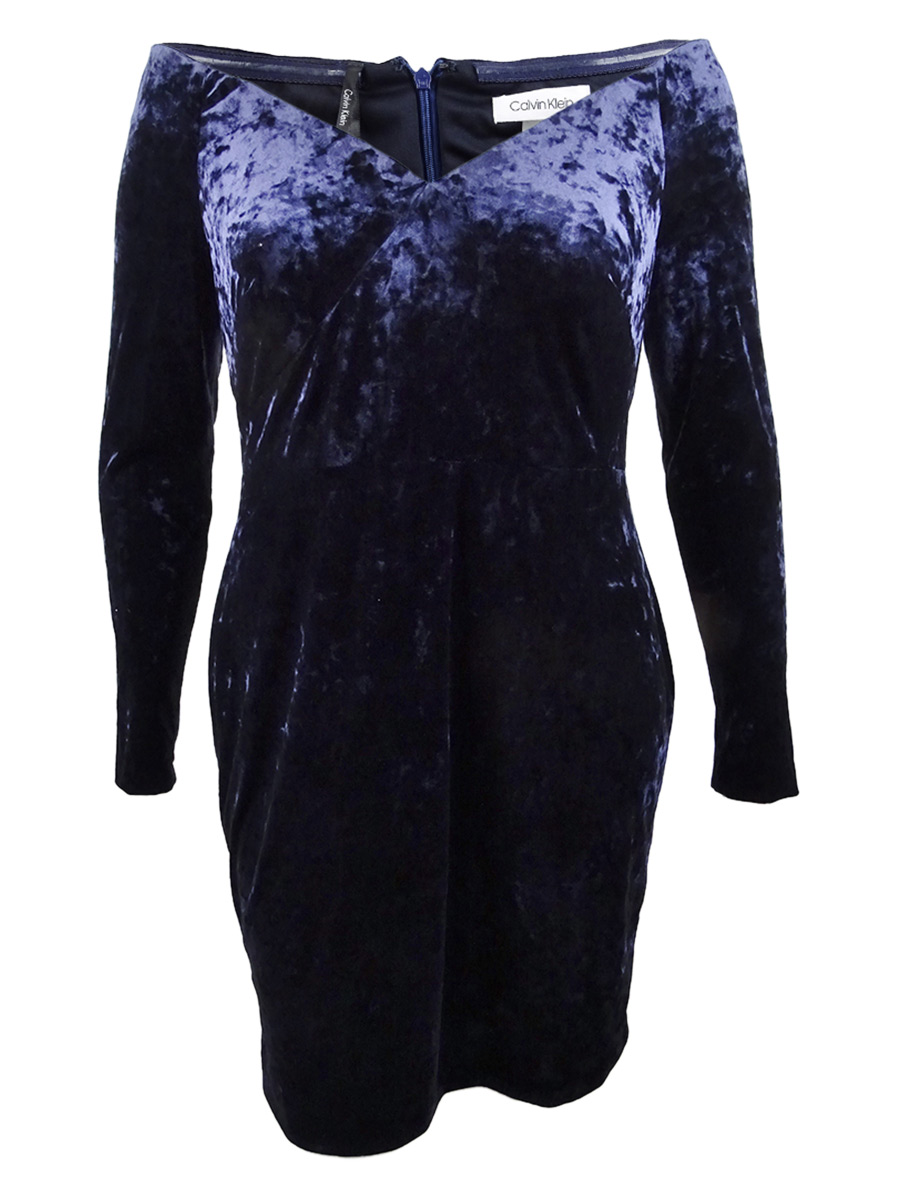 calvin klein blue velvet dress Starlet Wiggle Dress in Blue Velvet main image 1