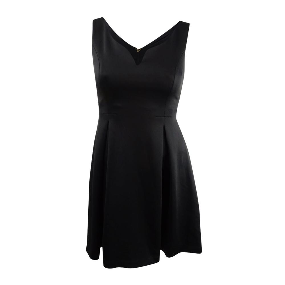 DKNY Women's Sweetheart Scuba Fit & Flare Dress (6, Black)
