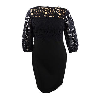 Lauren by Ralph Lauren Women's Lace-Yoke Crepe Dress Lauren by Ralph Lauren Women's Lace-Yoke Crepe Dress