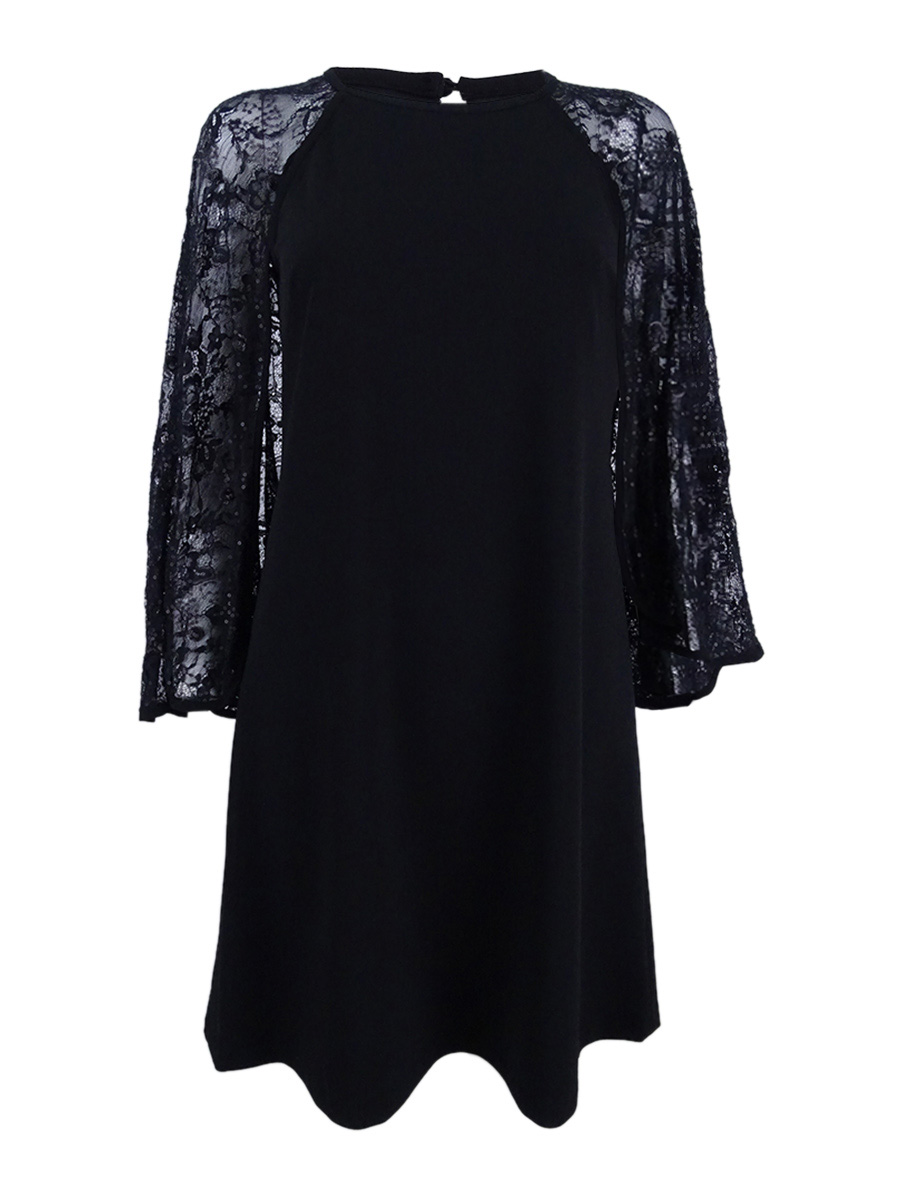 Calvin Klein Plus Size Lace Capelet Dress - Black 14W