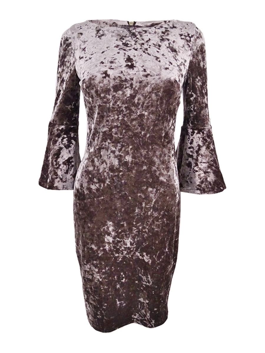 Calvin Klein Womens Petites Velvet Bell Sleeves Cocktail Dress Calvin Klein Womens Petites Velvet Bell Sleeves Cocktail Dress