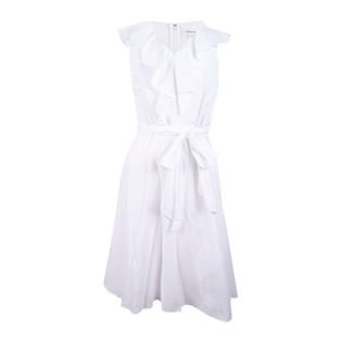 Calvin Klein Cotton Ruffled Wrap Dress - White 4 Calvin Klein Cotton Ruffled Wrap Dress - White 4