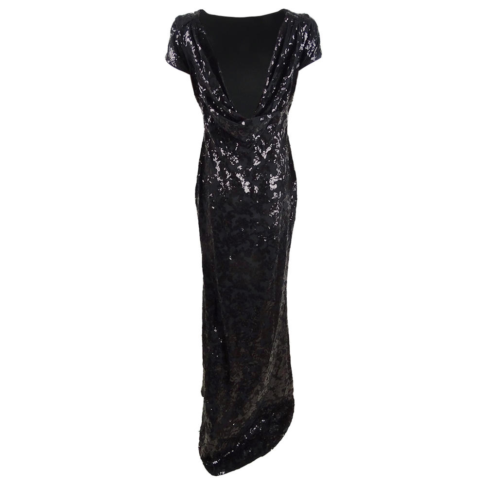 Calvin Klein Women's Cowl-Back Cap Sleeves Sequined Gown