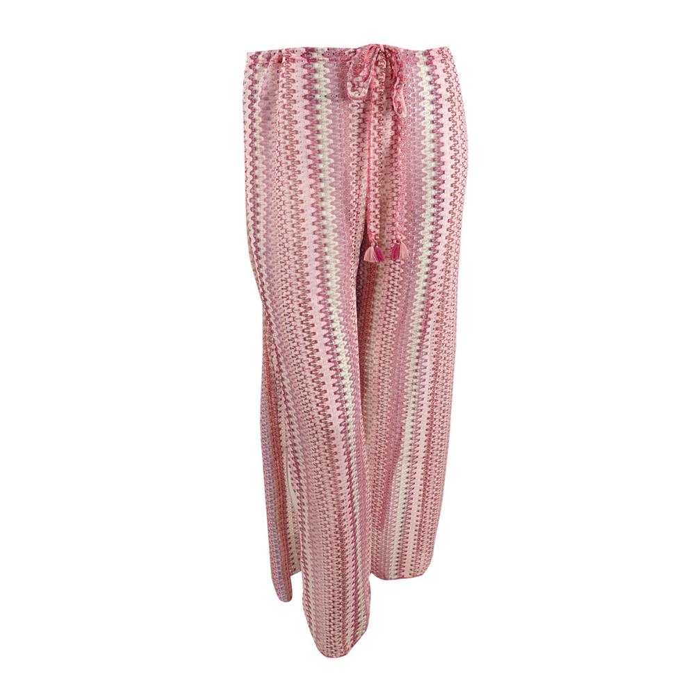 Becca Women's Plus Pier Side Stripe Crochet Pants Swim Cover-Up