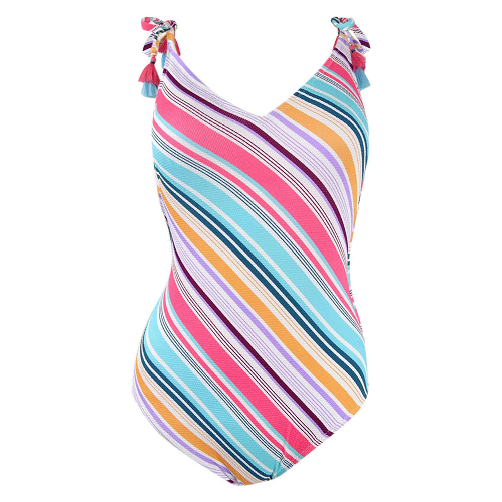 Jessica Simpson Women S Striped V Neck One Piece Swimsuit Jessica Simpson Women S Striped V Neck One Piece Swimsuit