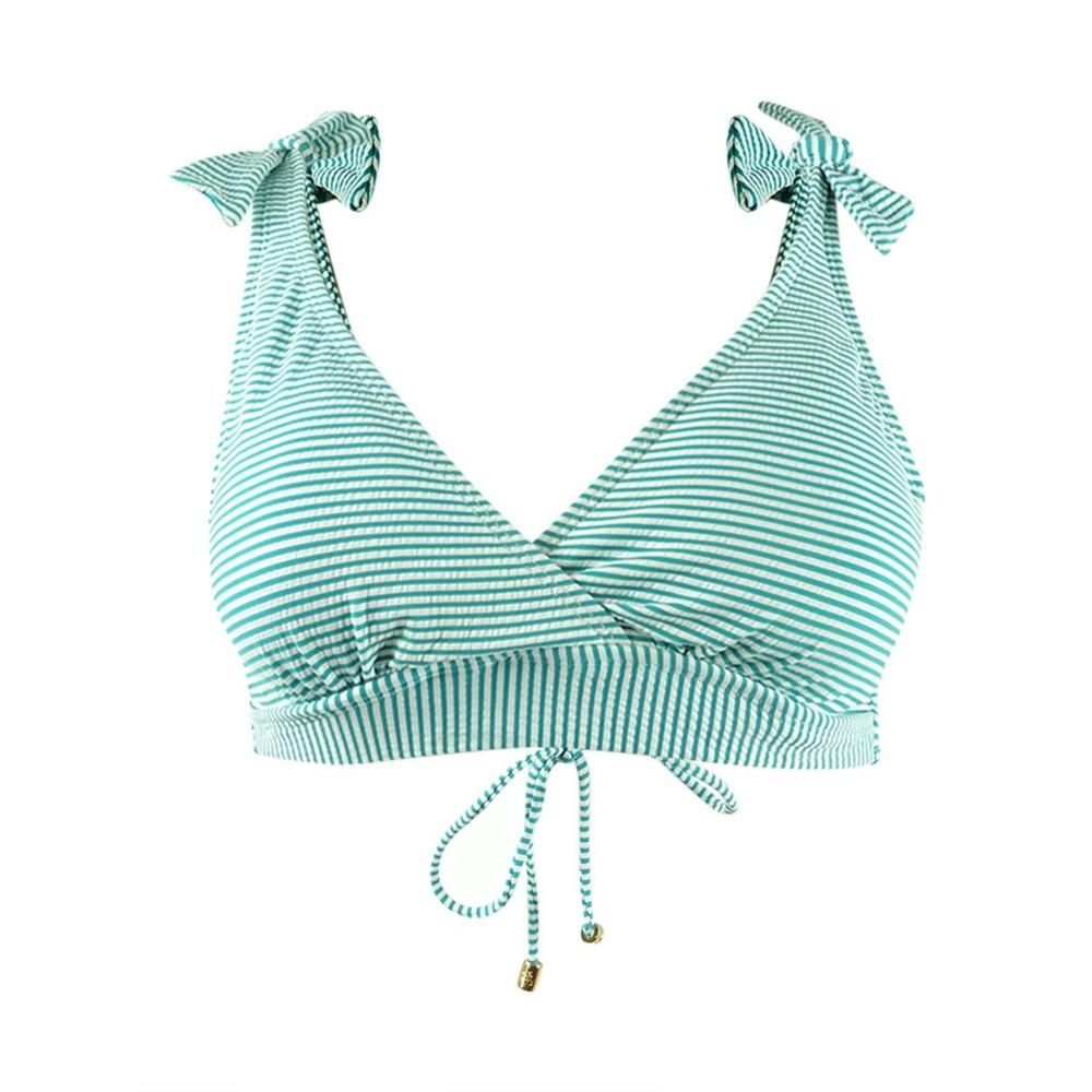 LAUREN Ralph Lauren Women's Seersucker Bikini Swim Top Swimsuit
