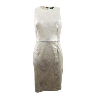ralph lauren metallic sheath dress Ralph Lauren Women's Blue Metallic Cut-Out One Shoulder Sheath Dress Size 4