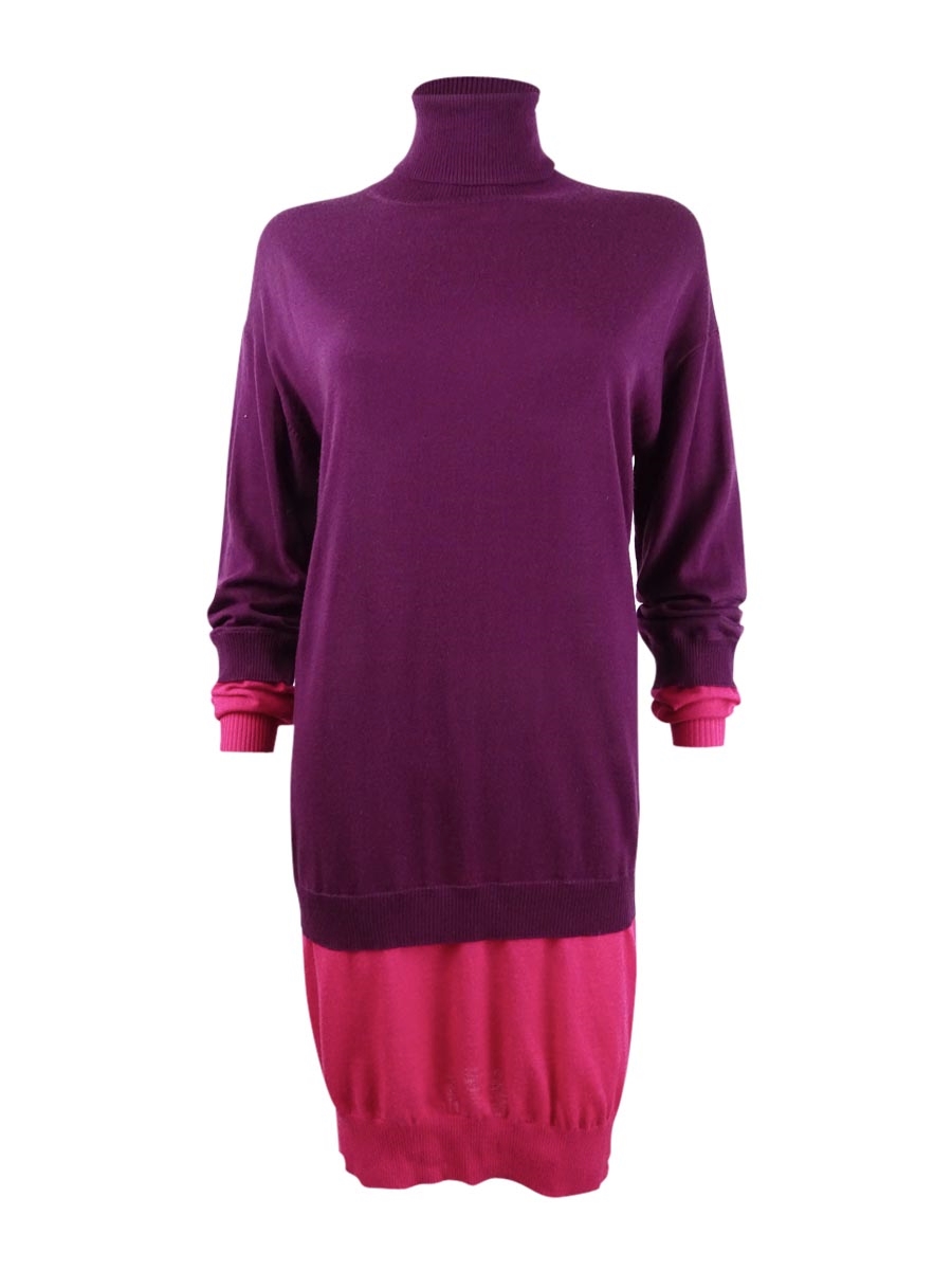 Escada Sport Women's Turtleneck Double-Layer Dress (M, Purple Calla)