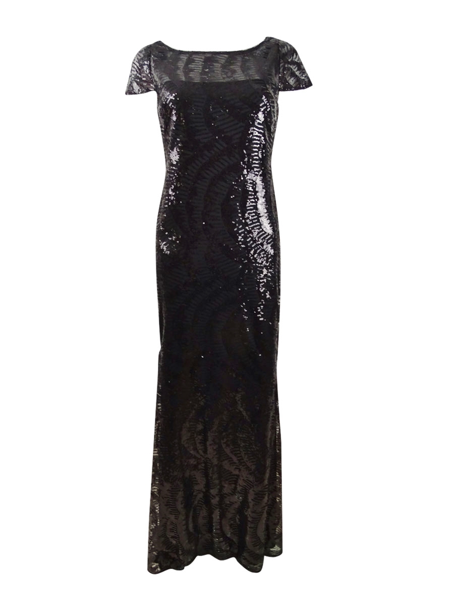 Calvin klein black sequin gown clearance