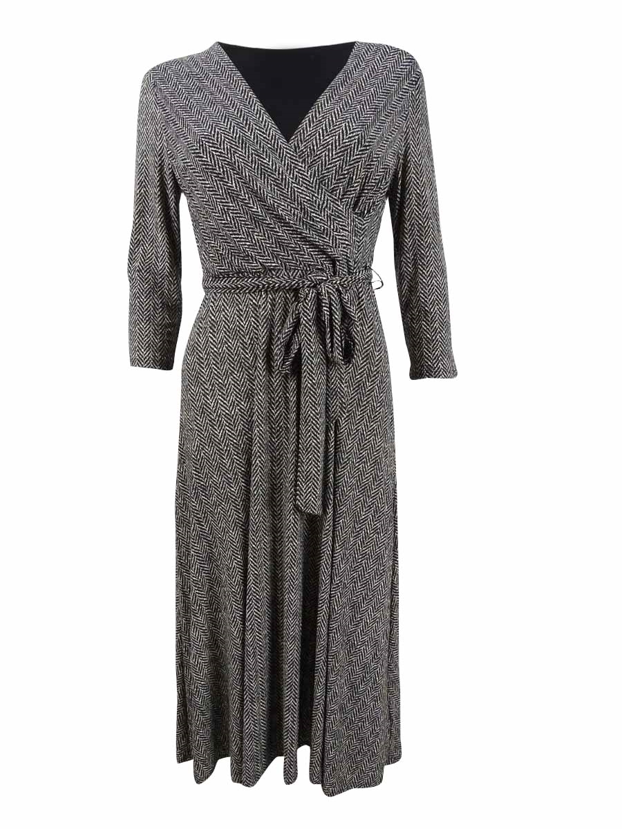 jersey printed maxi dress Rayna Jersey Plunging Maxi Dress in palm print main image 1