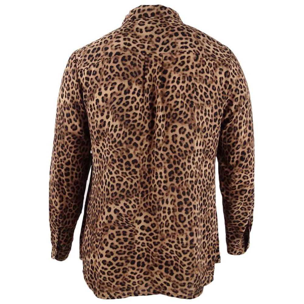 Charter Club Women's Animal-Print Blouse (L, Taupe Combo)