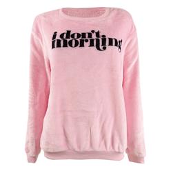 Love Tribe Juniors' I Don't Morning Plush Sweatshirt (S, Parfait Pink)