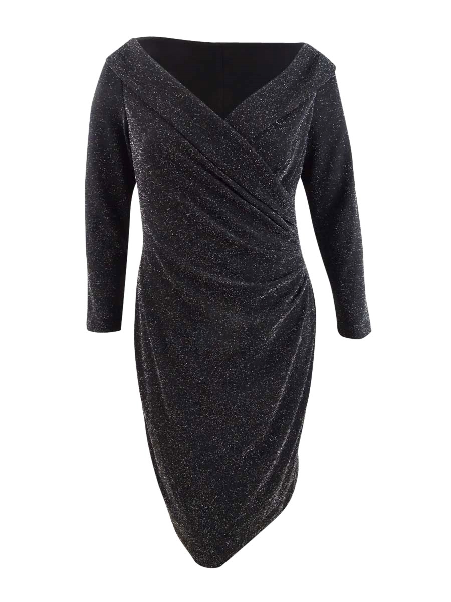 knee length dresses for ladies Zarae Cap Sleeve Surplice Back Maxi Dress Black