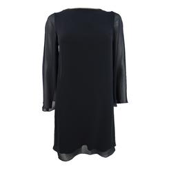SHO Women's Open Back Shift Dress (0, Black)