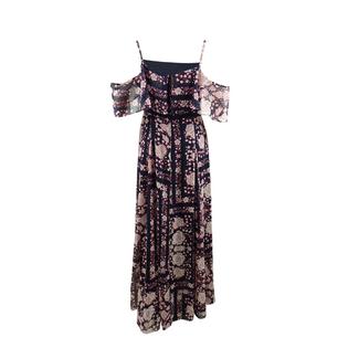 Tommy Hilfiger Women's Printed Cold-Shoulder Maxi Dress (4, Navy/Red Multi) Tommy Hilfiger Women's Printed Cold-Shoulder Maxi Dress (4, Navy/Red Multi)
