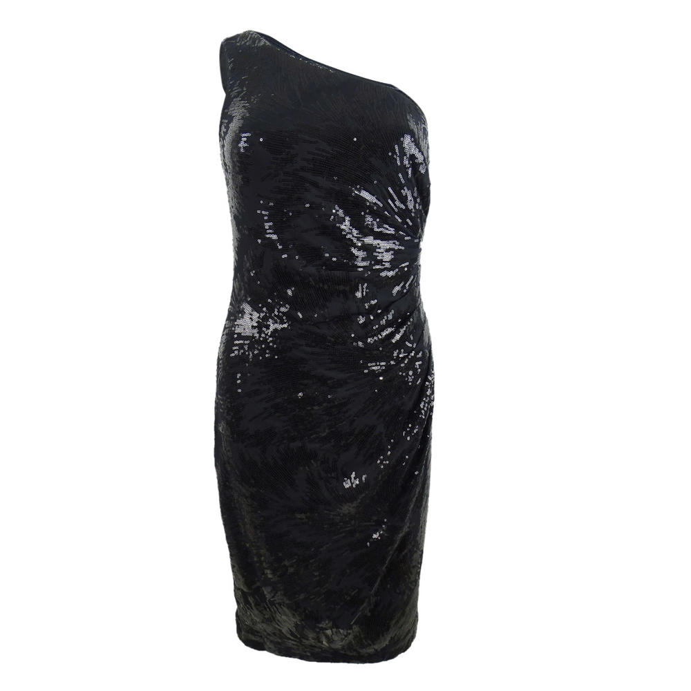 Calvin Klein Jeans Women's Sequin One-Shoulder Dress (2, Black)