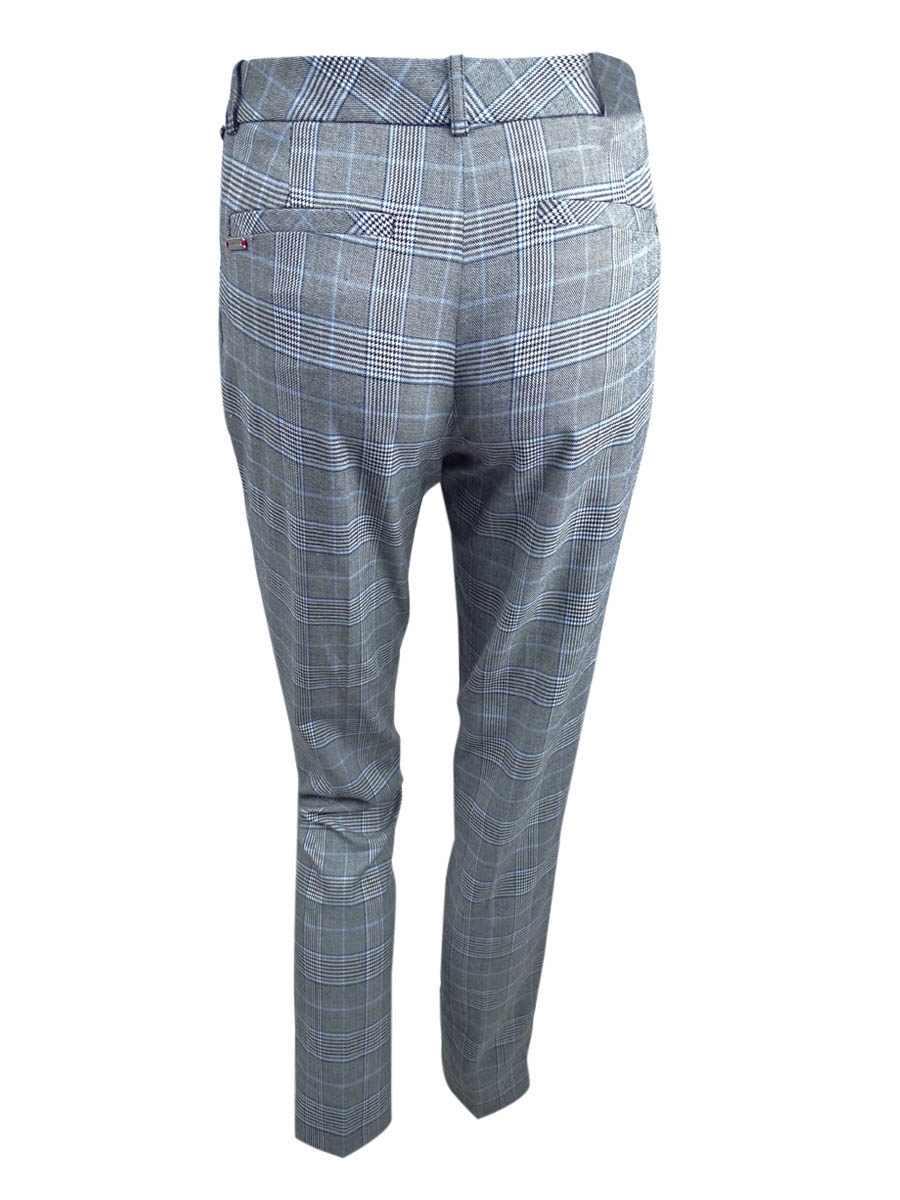 Tommy Hilfiger Women's Plaid Slim Fit Dress Pants (6, Grey/Blue Multi)