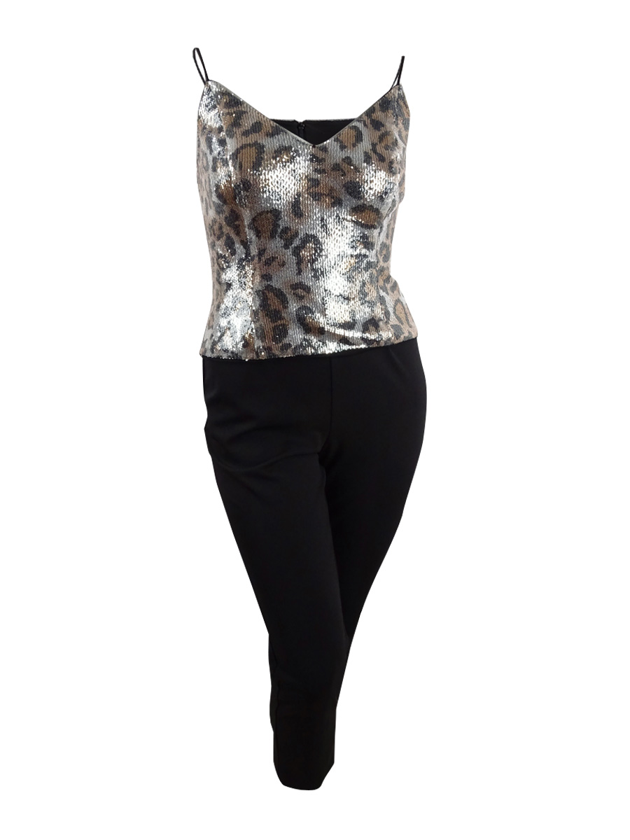 Adrianna Papell Women's Leopard-Print Jumpsuit