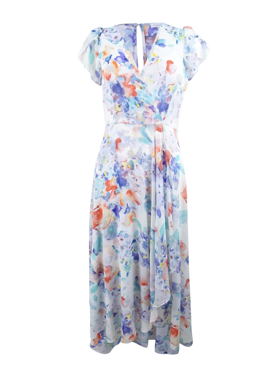 Calvin Klein Women's Chiffon Floral-Print Maxi Dress