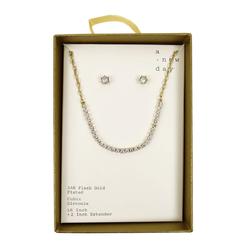 A New Day Rhinestone Chain Necklace-Earring Set (16-18 Silver/Gold)