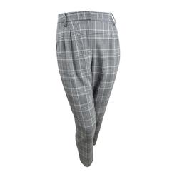 Calvin Klein Women's Plaid Tie-Waist Pants 12, Charcoal Multi