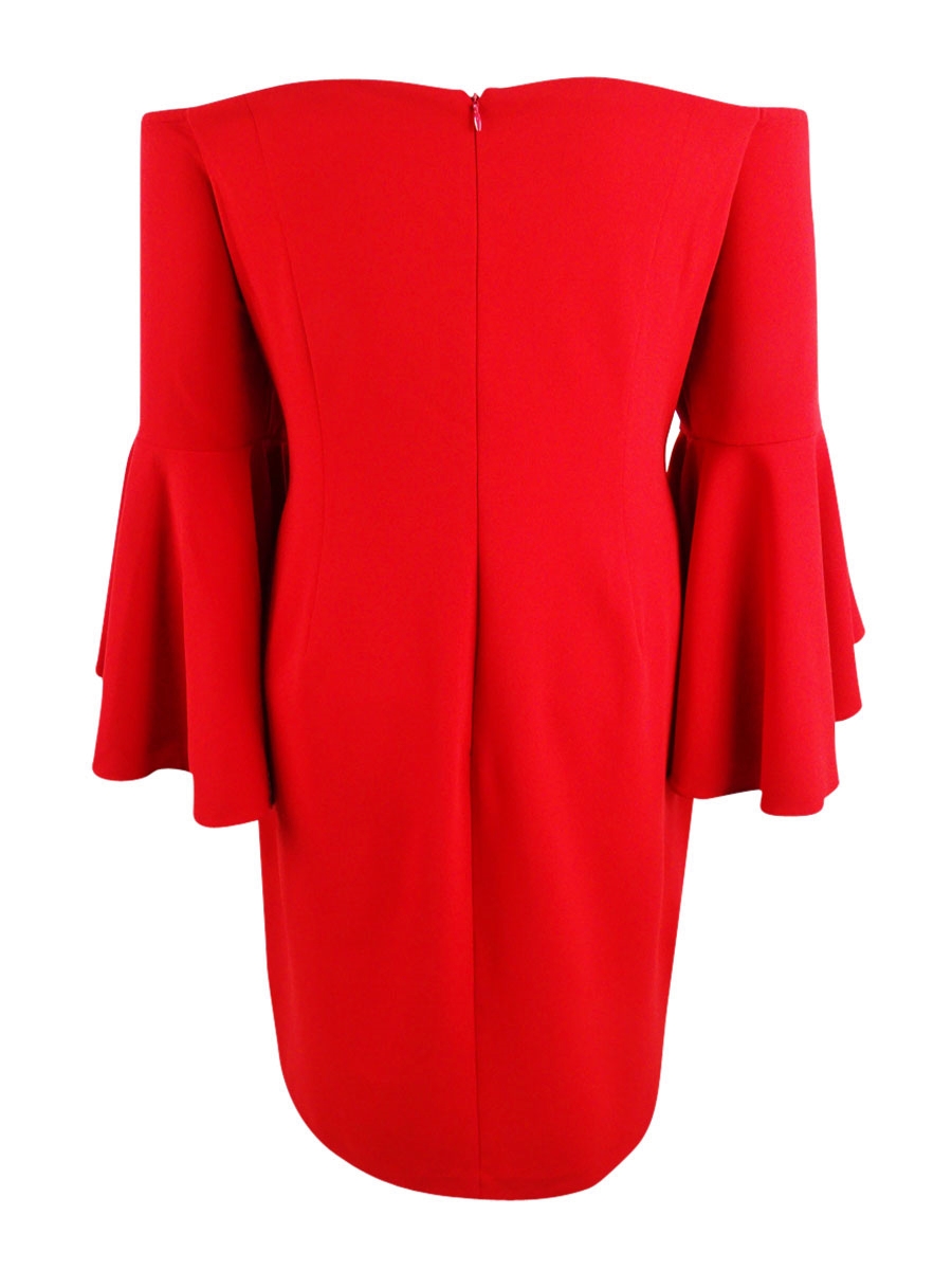 Calvin Klein Women's Plus Size Sheath Off-The-Shoulder Dress (22W, Red)