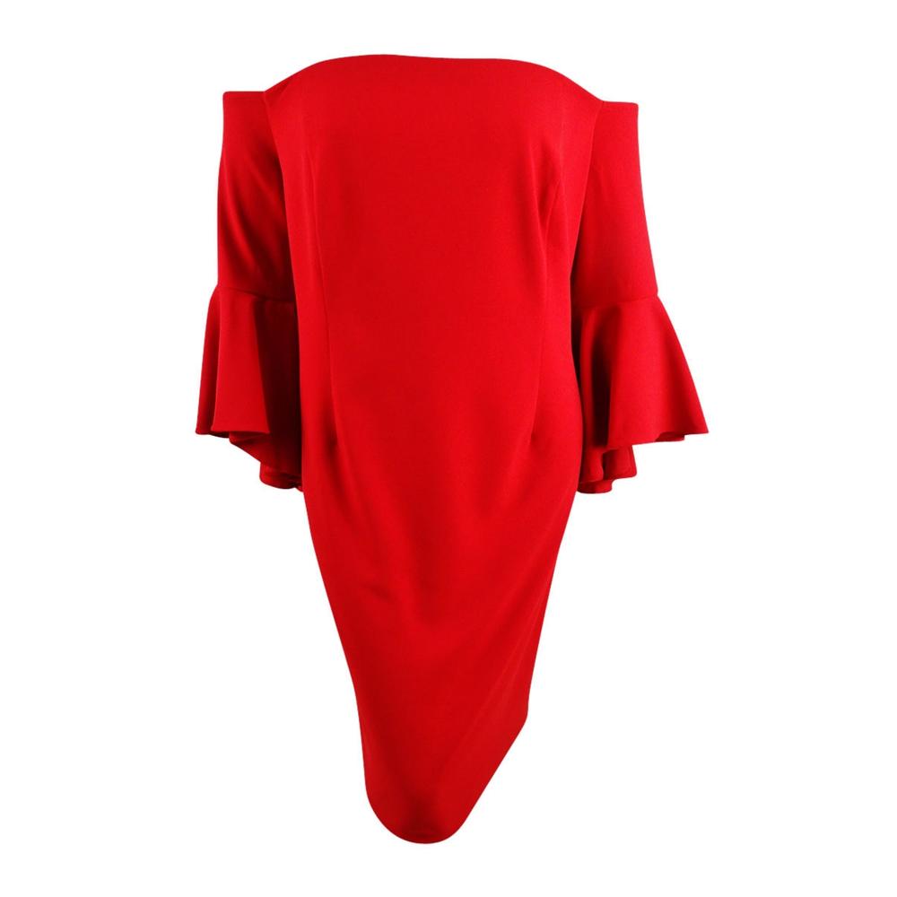 Calvin Klein Women's Plus Size Sheath Off-The-Shoulder Dress (22W, Red)