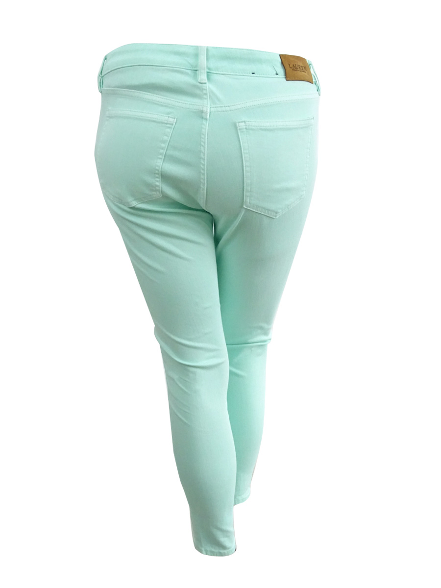 Ralph Lauren Lauren Ralph Lauren Women's Premier Straight Curvy Jeans (14, Light Green)