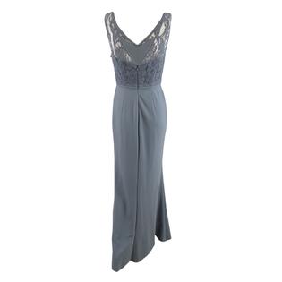 Adrianna Papell Women's Illusion Lace Gown (2, Dusty Blue) Adrianna Papell Women's Illusion Lace Gown (2, Dusty Blue)