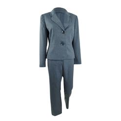 Le Suit Women's Two-Button Pantsuit (10, Blue Grey)