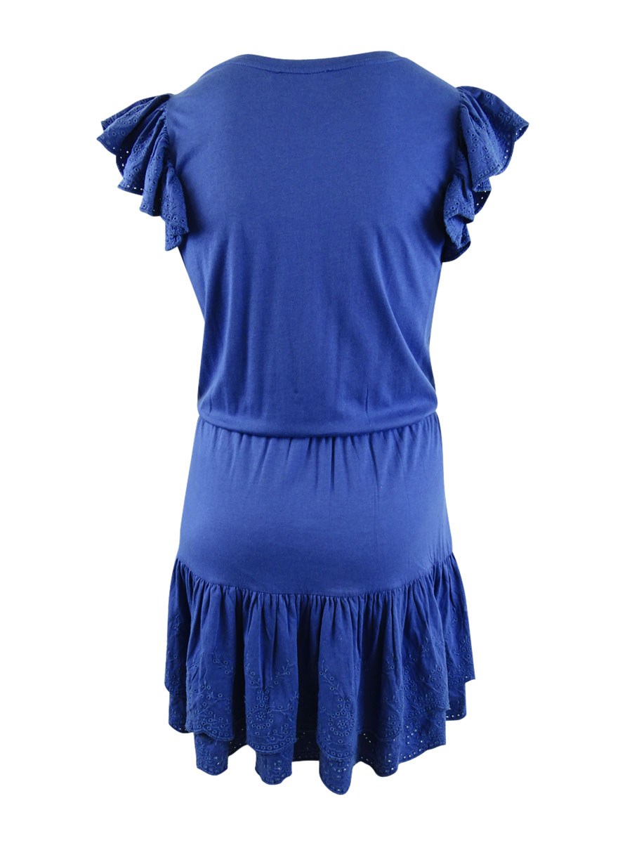 Ralph Lauren Lauren Ralph Lauren Women's Eyelet Jersey Dress (12, Blue)
