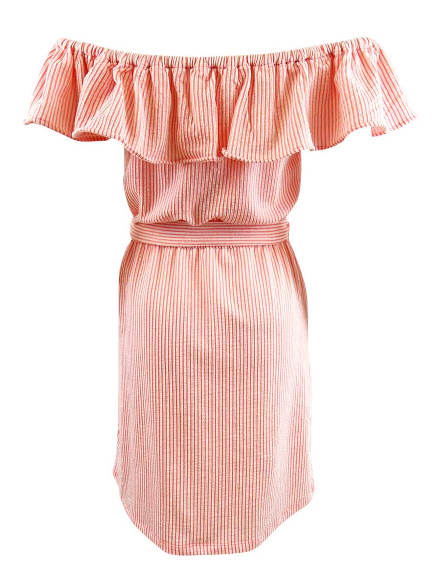 Michael Kors MICHAEL Michael Kors Women's Plus Ruffled Off-The-Shoulder Dress(3X, Grapefruit)