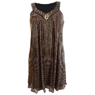 Donna Ricco Women's Sequined Metallic Shift Dress (2P, Black/Gold) Donna Ricco Women's Sequined Metallic Shift Dress (2P, Black/Gold)