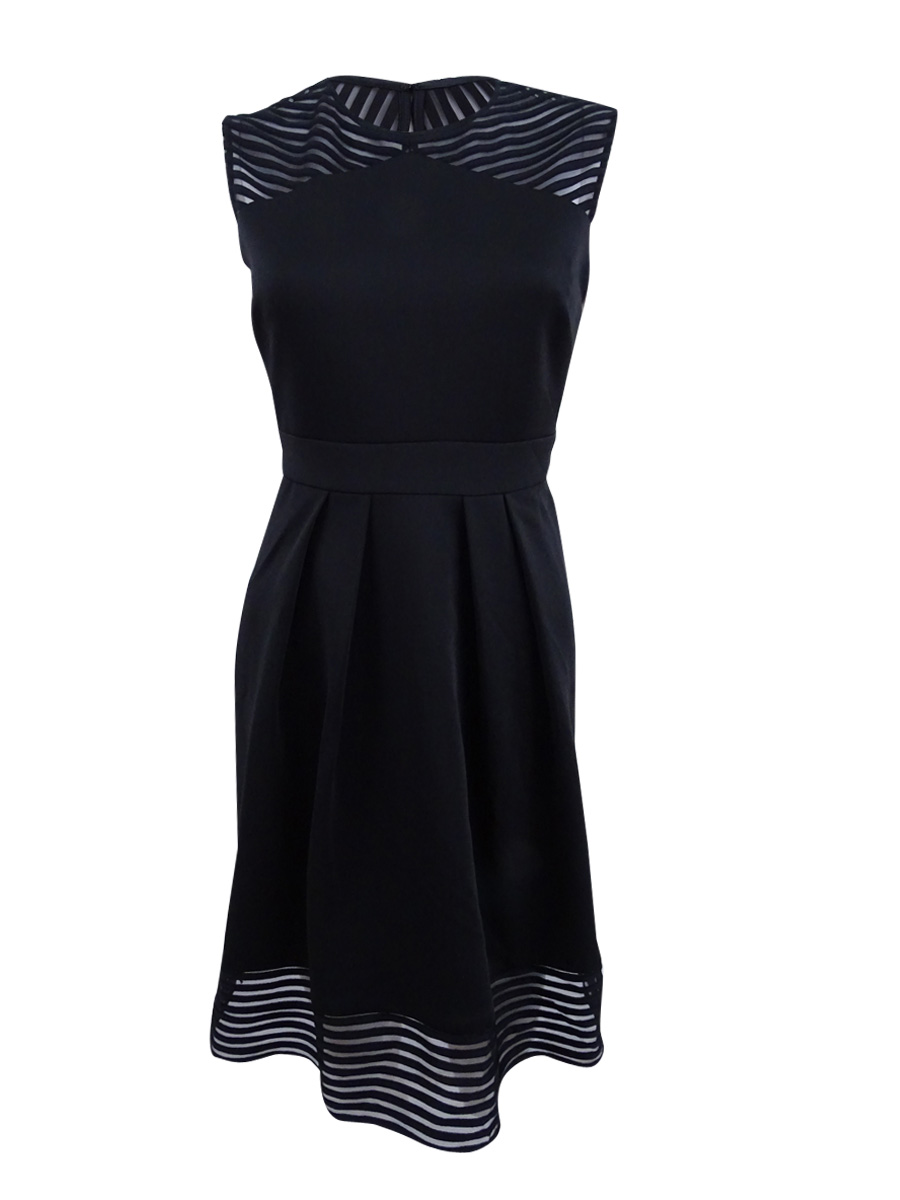 Sandra Darren Women's Petite Illusion Stripe Fit & Flare Dress