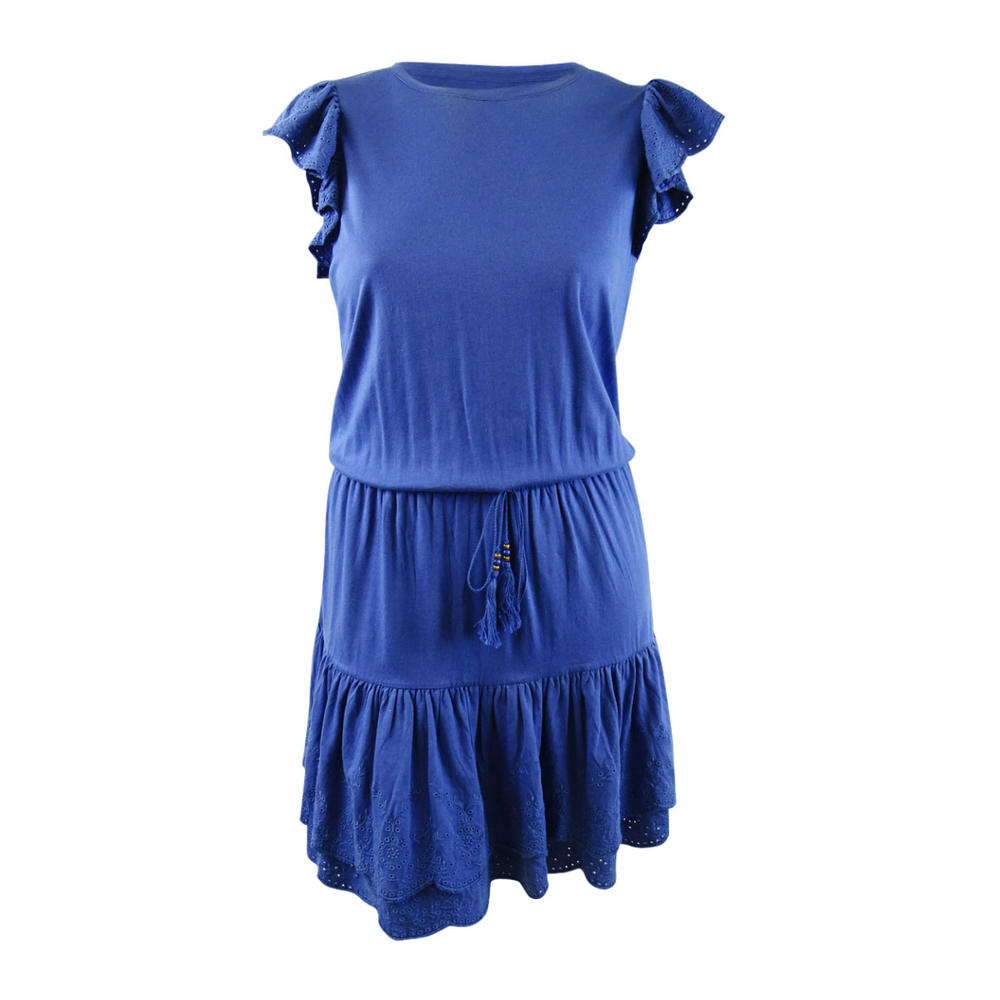Ralph Lauren Lauren Ralph Lauren Women's Eyelet Jersey Dress (12, Blue)