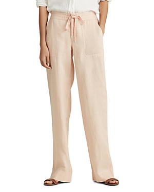 Ralph Lauren Lauren Ralph Lauren Women's Petite Drawcord-Waist Linen Pants (4P, Light Pink)