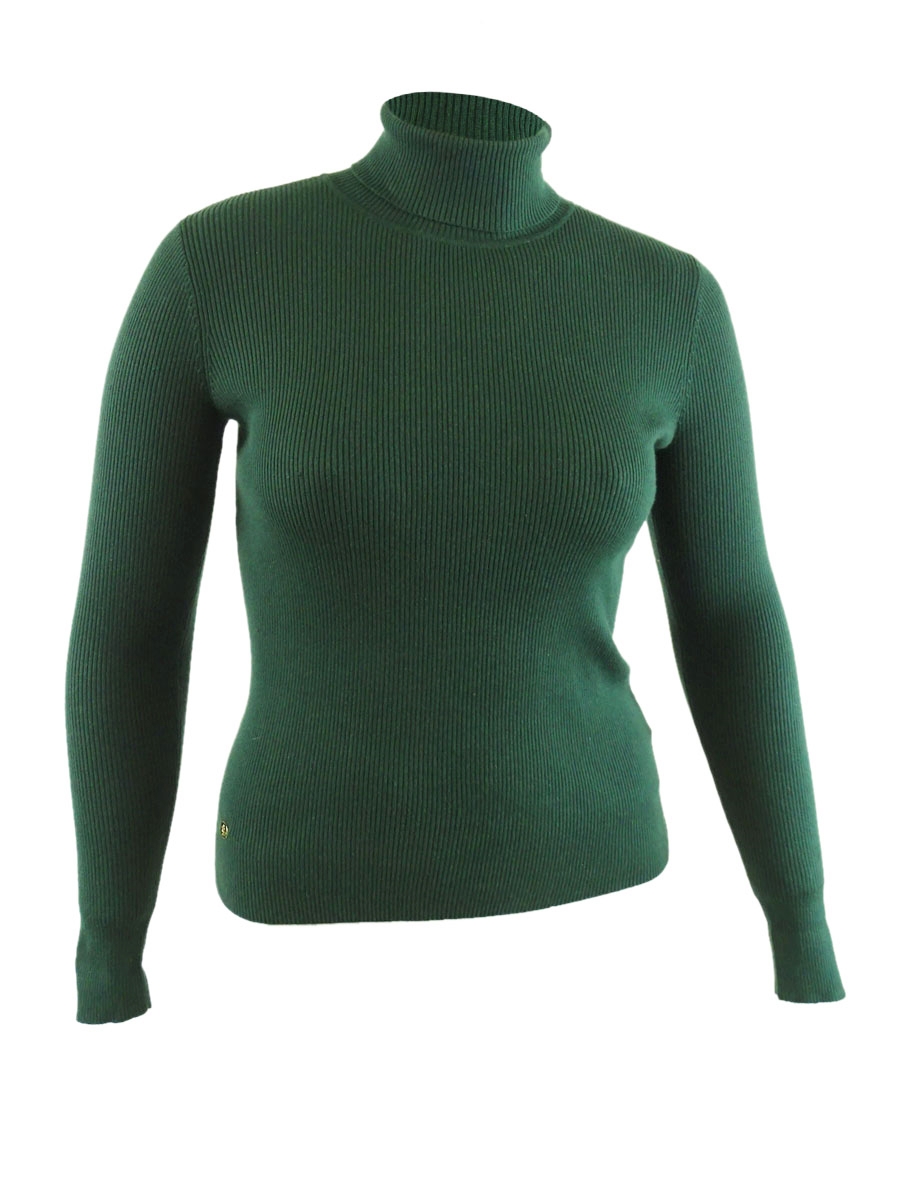 Ralph Lauren Lauren Ralph Lauren Women's Petite Turtleneck Sweater (PL, Green)
