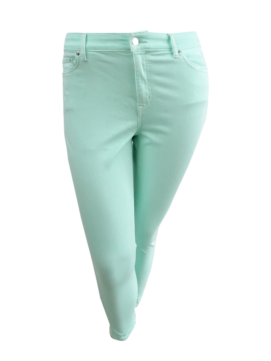 Ralph Lauren Lauren Ralph Lauren Women's Premier Straight Curvy Jeans (14, Light Green)