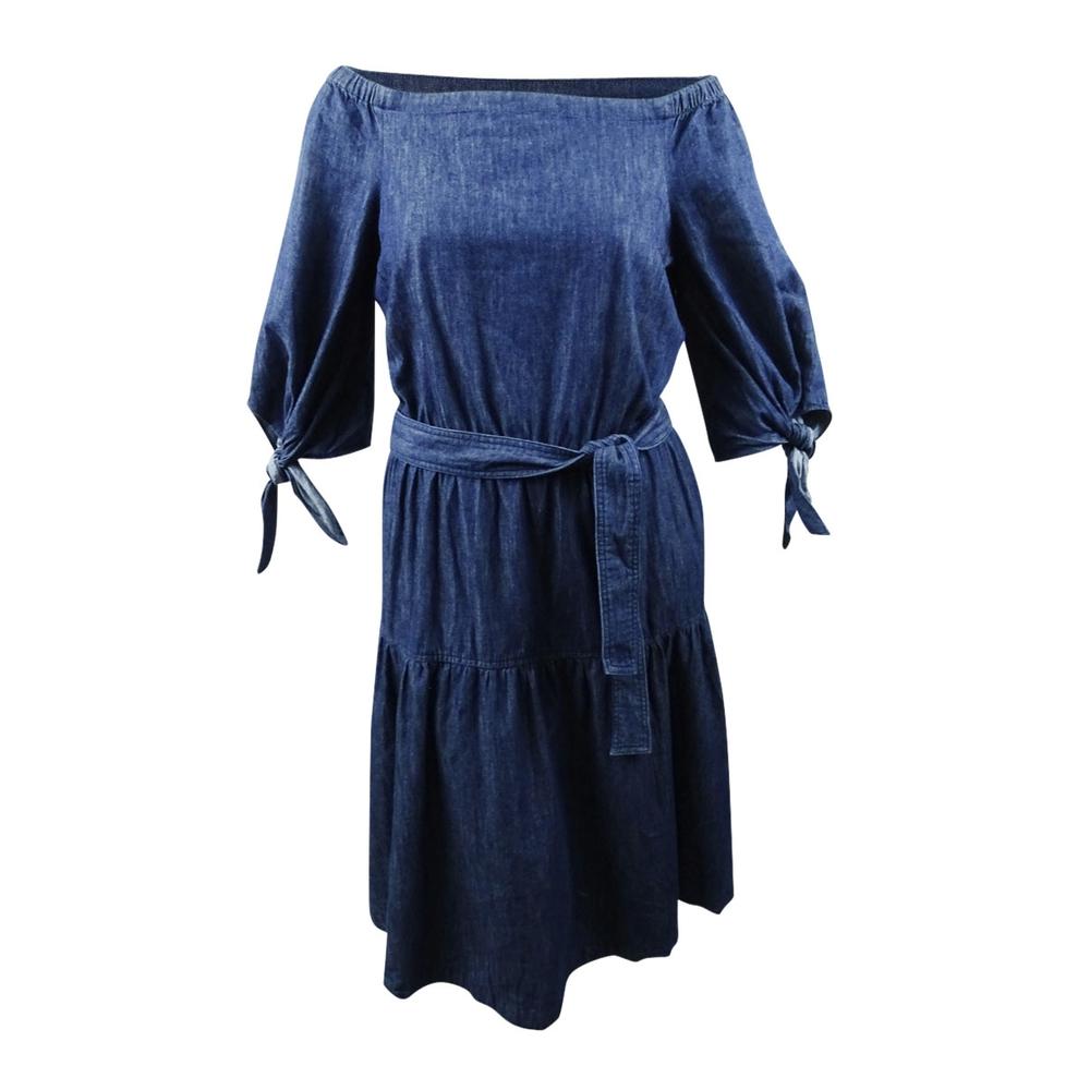 Ralph Lauren Lauren by Ralph Lauren Women's Fit & Flare Denim Dress (6, Blue)