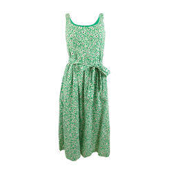 Anne Klein Women's Floral-Print Belted A-Line Midi Dress (4, Green Multi)