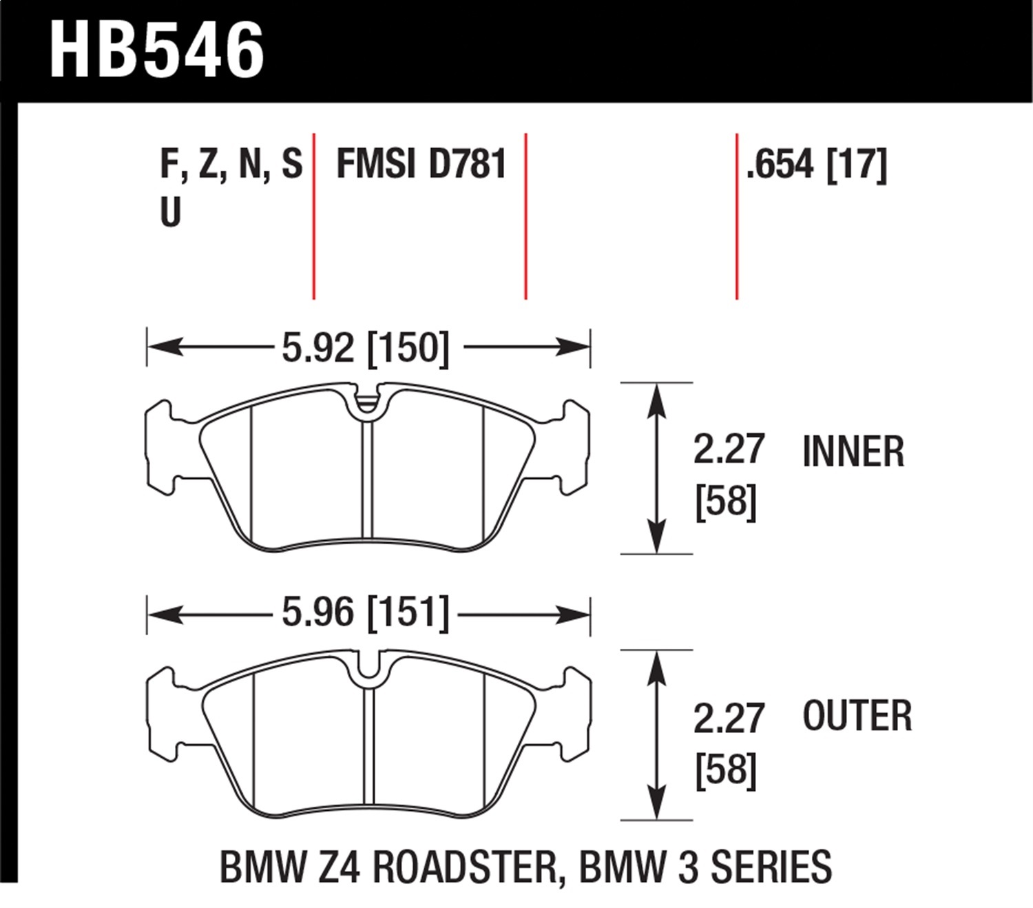 Hawk Performance HB546U.654 DTC-70 Disc Brake Pad