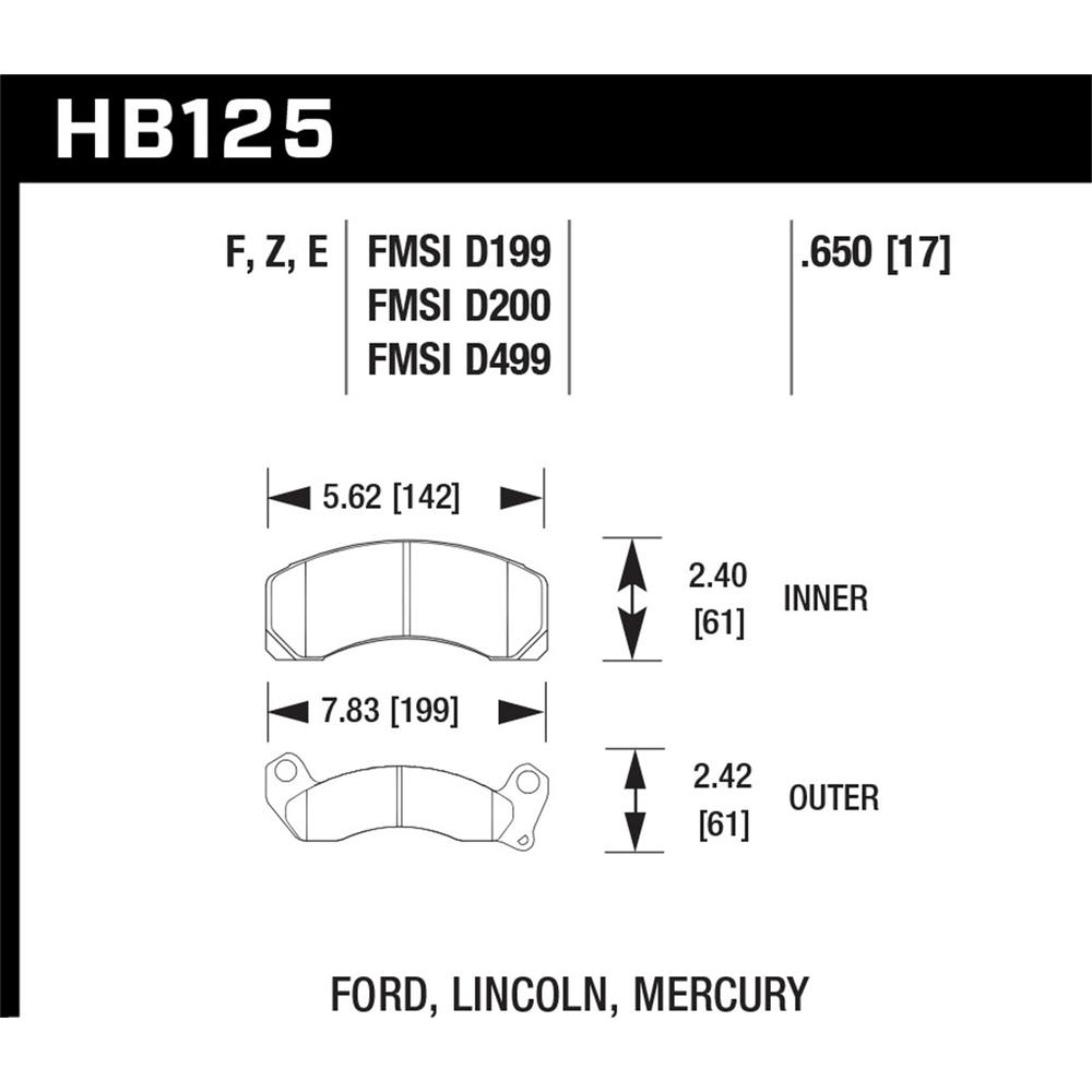 Hawk Performance HB125E.650 Blue 9012 Disc Brake Pad