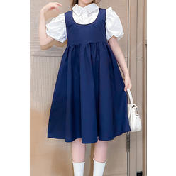Tom Carry Kids Girls New Fashion Collar Neck Solid Color Short Sleeves Girl's School Wind Dress Type Summer Dress