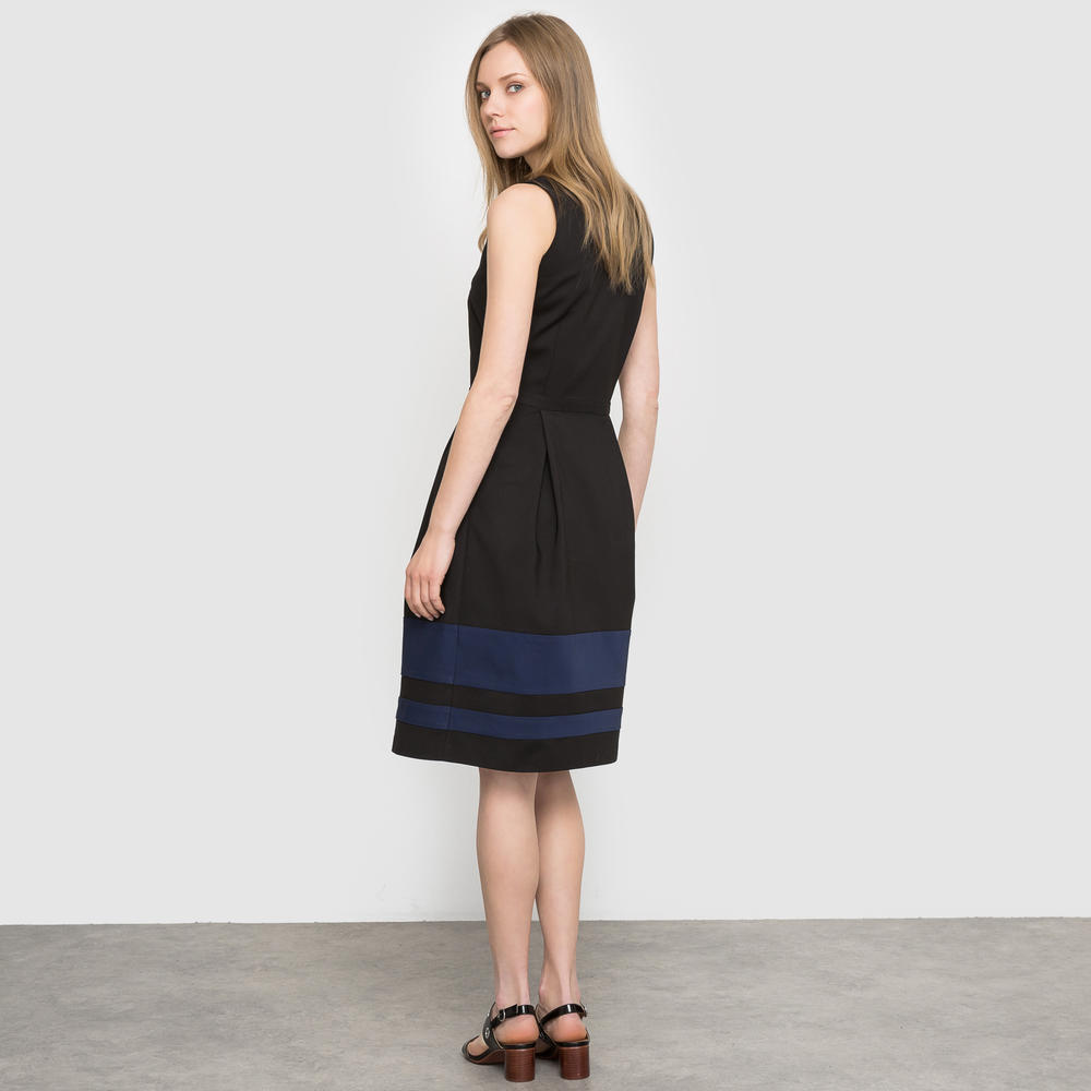 Atelier R Womens Flared V-Neck Dress With Contrasting Stripes