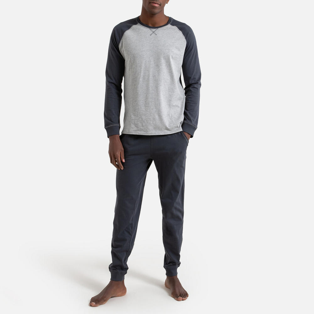 La Redoute Collection Mens Two-Tone Long-Sleeved Pyjamas